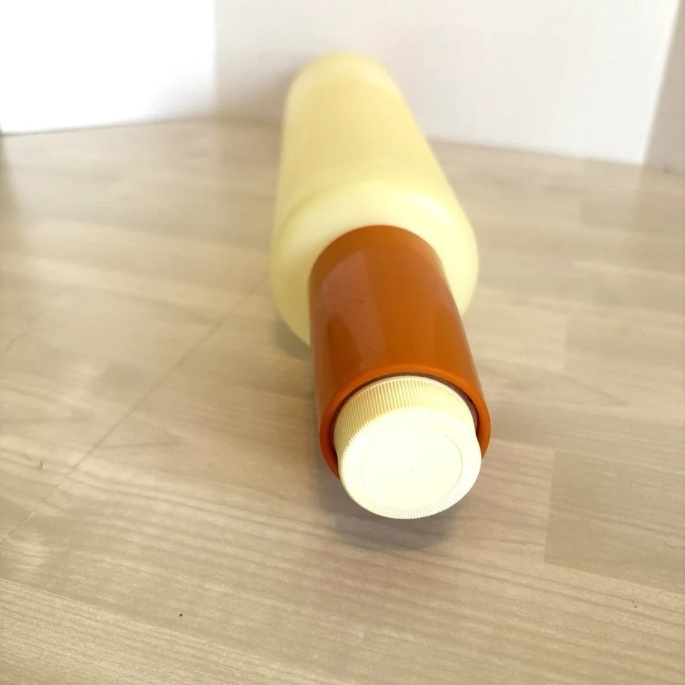 Vintage Tupperware Rolling Pin Fillable Pastry Dough Roller Orange Handles USA‎